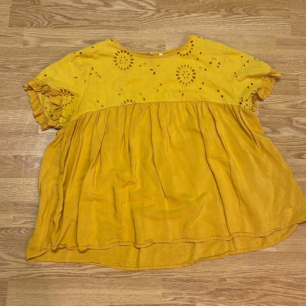 SHEIN Mustard Babydoll Blouse